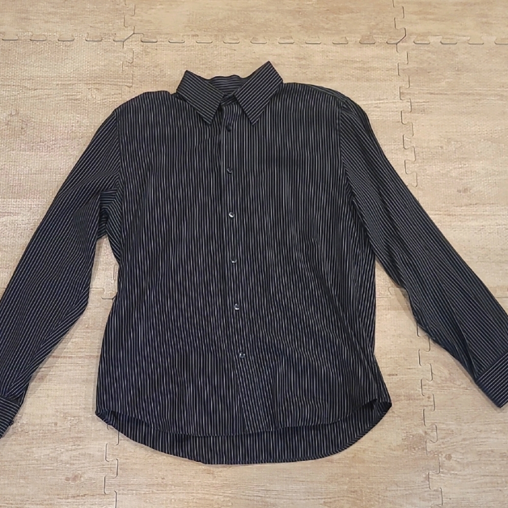 Express Men's Black Pinstripe Dress Shirt